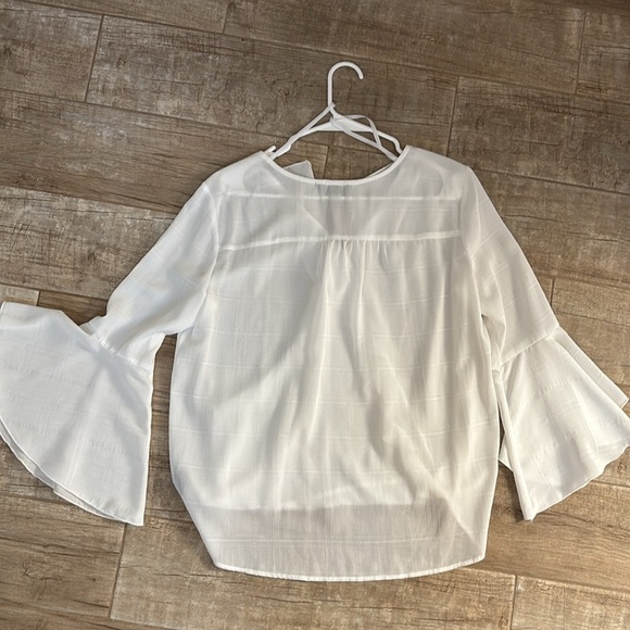BCX White Ruffle Blouse with Flared Sleeves - Picture 4 of 4